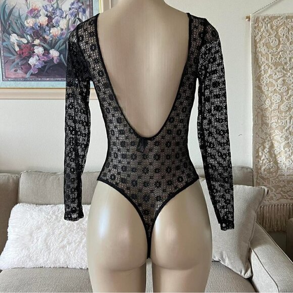 Victoria’s Secret Black Sheer Teddy One-Piece Bodysuit M/L - Picture 1 of 6